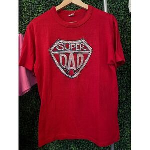 vtg 80s SUPER DAD PARENT Tshirt // father superhero superman chrome car metal
